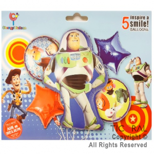 SET DE GLOBOS METALIZADO BUZZ LIGHTYEAR 5 UNIDADES X 1